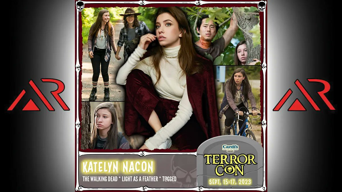 Please welcome @katelynnacon to Terror Con! You know her as Enid in The Walking Dead. She also played Elisia Brown in T@gged, Nora Edwin in Linoleum, Sammi Karras in Light as a Feather, and Julie Ledbetter in Southern Gospel. #TheWalkingDead #zombies