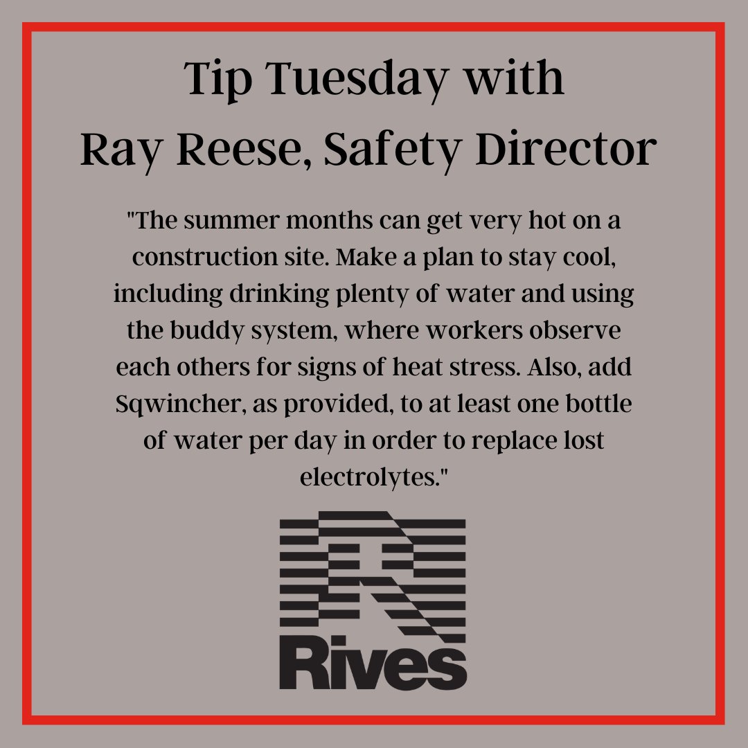 June is National Safety Month. All month, we’ll be providing you with safety tips from Rives Construction’s Safety Director Ray Reese. 

#RivesConstruction #Rives #Birmingham #Construction  #NationalSafetyMonth #ConstructionSafety