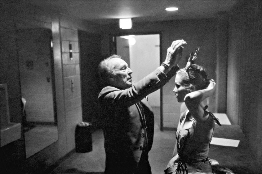 #TBT George Balanchine backstage with longtime Principal Dancer Lynda Yourth (in costume as the originating lead in Danses Concertantes) captured by The New York Times #OnThisDay in 1972, days before the Stravinsky Festival commenced.