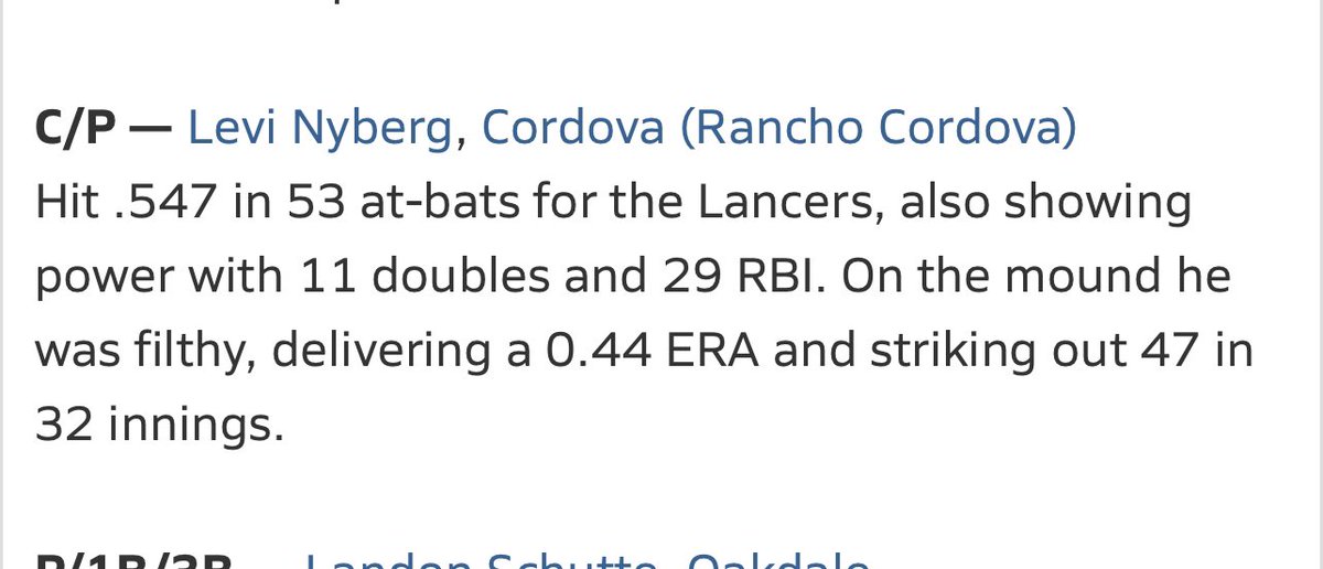 lncrsbaseball's tweet photo. Congrats to Freshman @nyberg_levi for being selected to the @SacMaxPreps San Joaquin All Section Team. Kid had an outstanding year and continues his growth this summer for @CBA_SacBayArea 2026 National Team @FCUSD_Athletics @SacBee_JoeD @CityofRCordova https://t.co/WZWFiEkALl