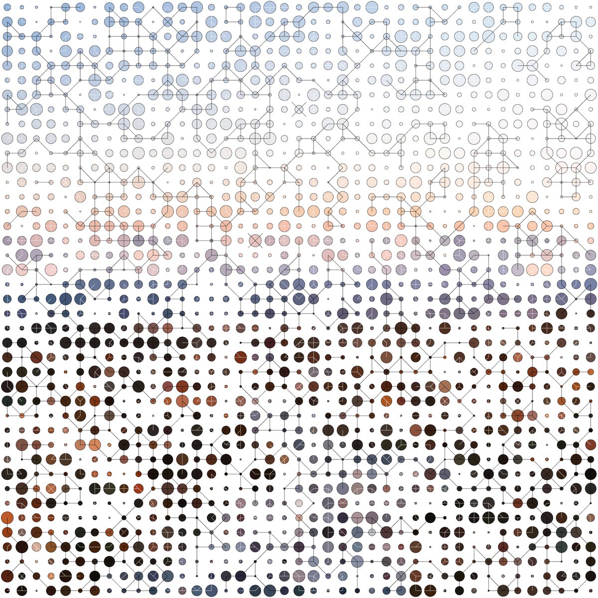 observable4r5's tweet image. Day 606 in p5js. From a session yesterday with @tronicapps
#p5js #genart #creativecoding