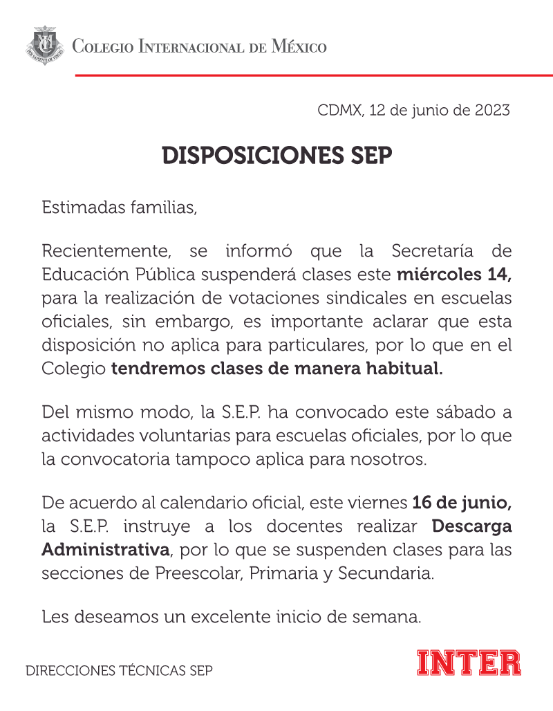 Les compartimos información sobre las recientes disposiciones emitidas por la S.E.P.
