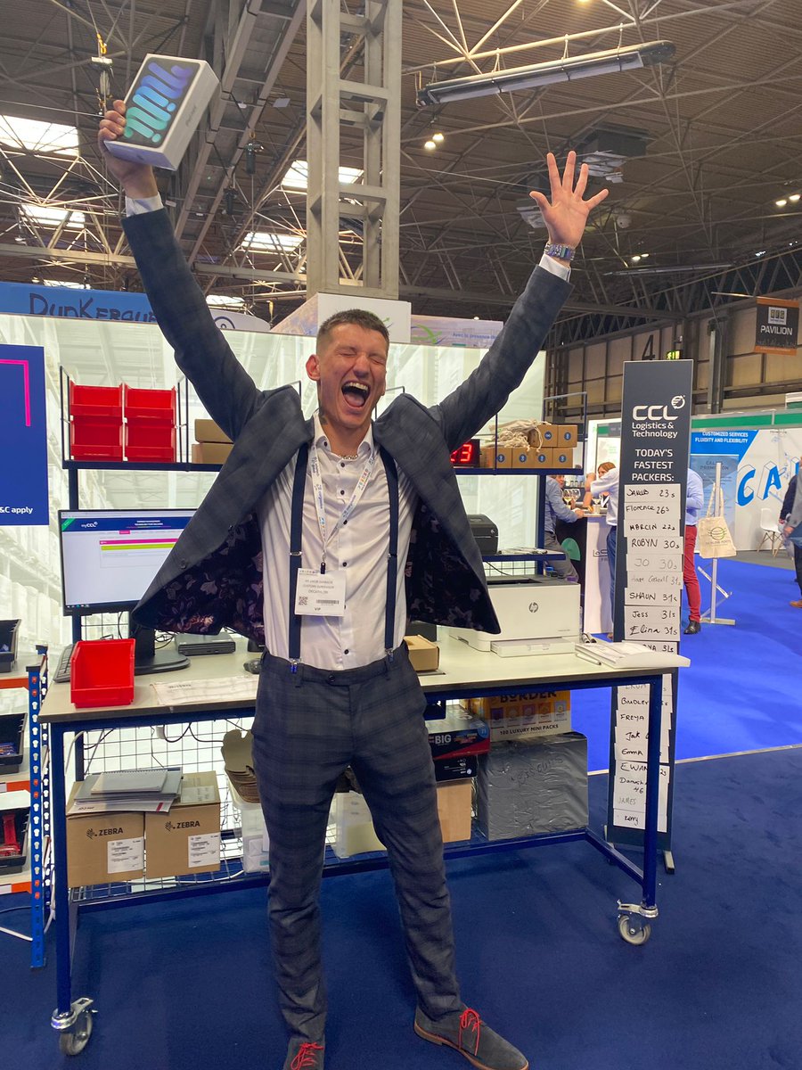 Well done to the first #Pack Station Challenge winner of #Multimodal23, Jacob, who topped the #leaderboard at 23 secs . Try to beat this score tomorrow at stand 6030!