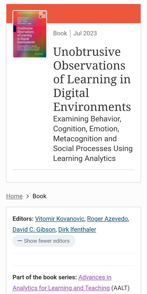 We recently published a book chapter titled 'Measuring Collaboration Quality Through Audio Data and Learning Analytics'. Here I summarized my PhD Thesis in 20 pages with directions for future research!!

Will be interesting for #isls2023 #lak2023 #lak2024