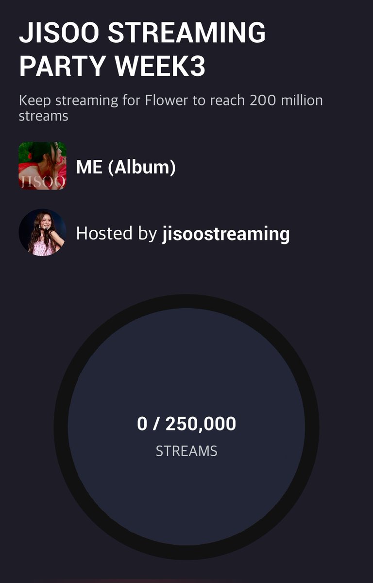 JISOO STREAMING PARTY WEEK3

jisoo streaming party week3 has started.

GOAL:250K

PLEASE JOIN
🔗ren.fm/pEbPjcUpTvdSAv…

#FLOWER #JISOO #AllEyesOnMe