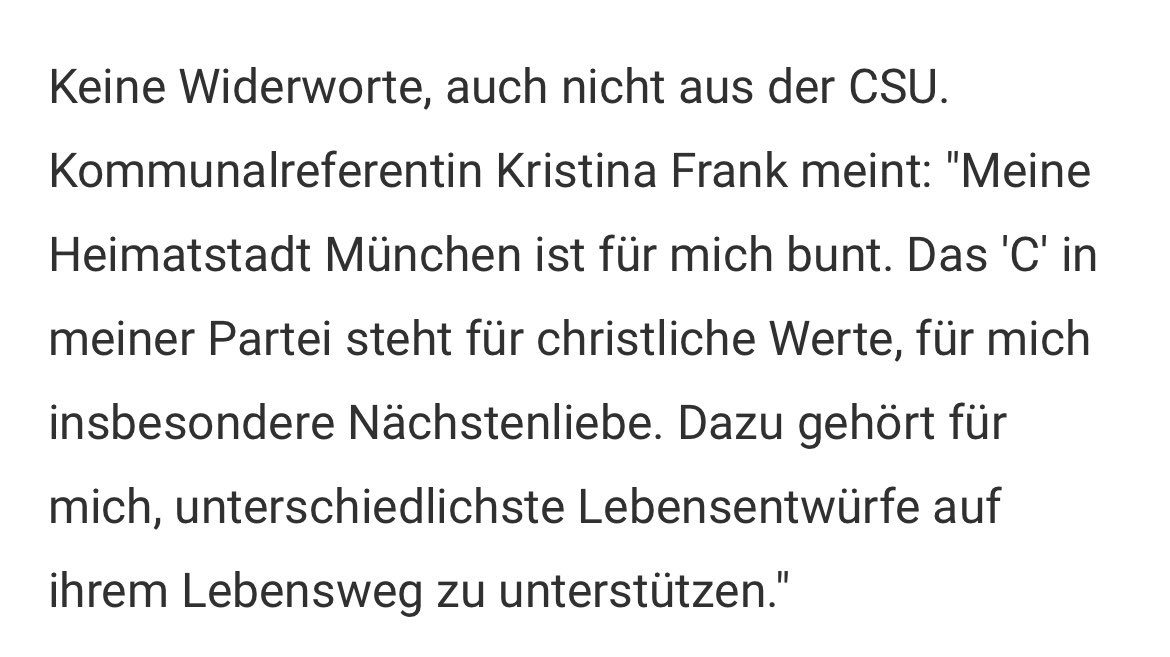 Ich hoffe, so langsam kapiert auch der letzte anständige Bürger, was von der #CSU zu halten ist. 

Nur die #AfD steht gegen woken Wahnsinn und grünen Sozialismus ✊🏻🇩🇪

abendzeitung-muenchen.de/muenchen/demon…

#muc1306 #Stolzmonat 

—————

Benjamin D. Nolte

❎ Listenplatz 10 

AfD Oberbayern
