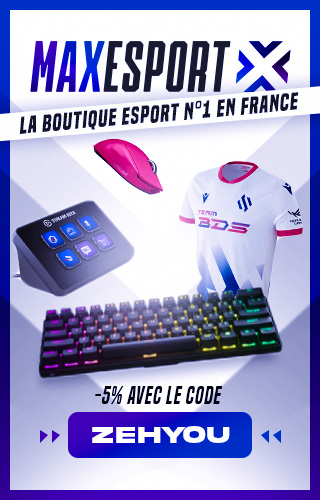 Hello ! 🎯

Pour les copains qui ont une commande à passer chez <a href="/MaxEsportGG/">MAXESPORT</a>, n'oubliez pas que vous bénéficiez de 5% de réduction avec le code "ZEHYOU" ! 🤝