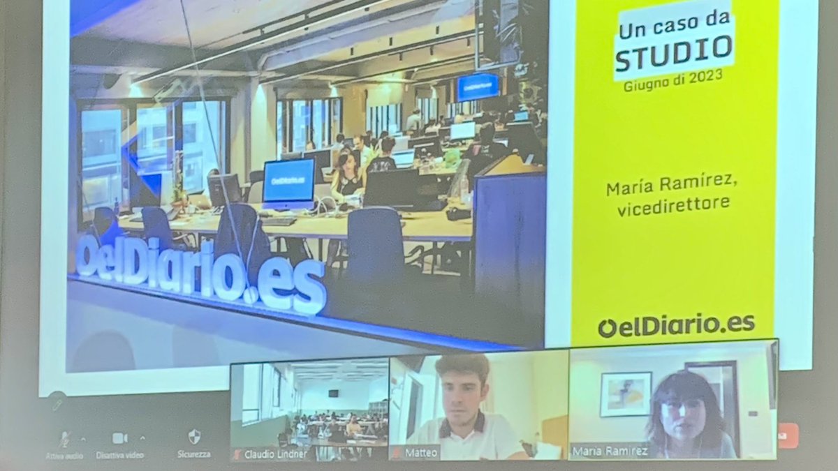 wtobagi's tweet image. Lezione sui media spagnoli con @mariaramirezNY vicedirettrice @eldiarioes 🇪🇸 Dalla nascita della testata nel 2012 agli attuali 62000 abbonati: l’identificazione, la fiducia e la complicità dei lettori nel contesto della stampa nazionale #spagna #eldiario #giornalismoonline