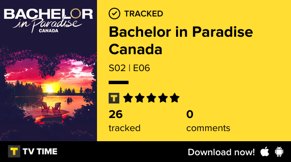 I've just watched episode S02 | E06 of Bachelor in Paradise Canada! https://t.co/Qk8qNATZF5 #tvtime https://t.co/LYuQtBTZyo