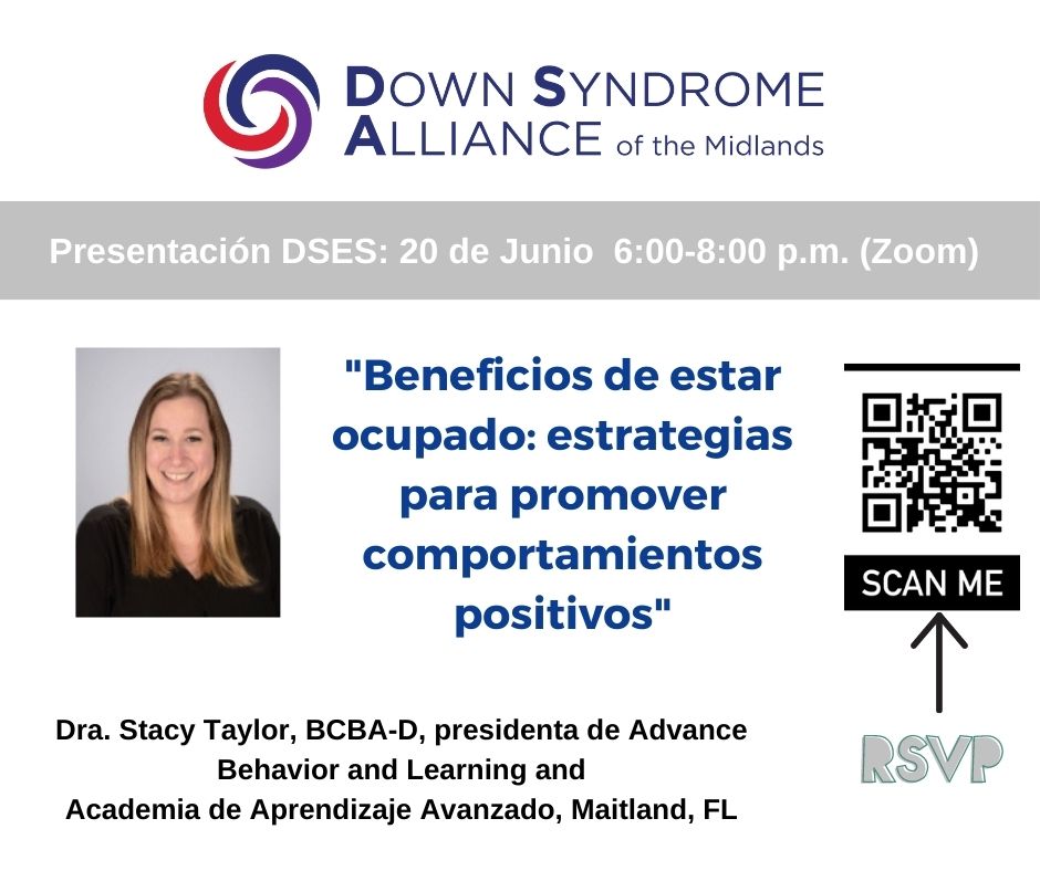 June DSES - 'Benefits of Being Busy: Strategies to Promote Positive Behaviors' with Dr. Stacy Taylor, BCBA-D - mailchi.mp/dsamidlands.or…