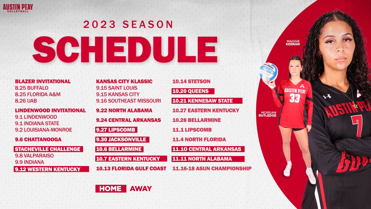 7⃣3⃣ days until 🏐❗️

The Govs announce their 2023 volleyball slate!

📰 bit.ly/3NrqXf3
📅 bit.ly/30fXnjP

#LetsGoPeay