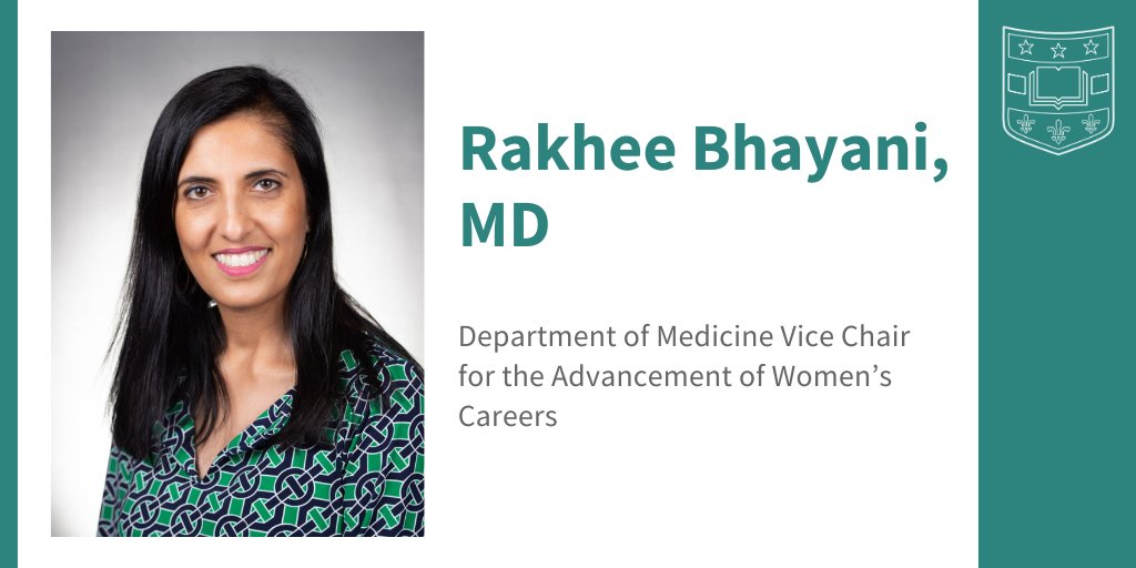 Rakhee Bhayani, MD, is appointed Vice Chair for the Advancement of Women’s Careers in #WUDeptMedicine. This new role will oversee and integrate existing gender equity programs & new initiatives to advance women’s career development. ow.ly/jxSF50OMXum @WUSTLmed @WashUFWIM