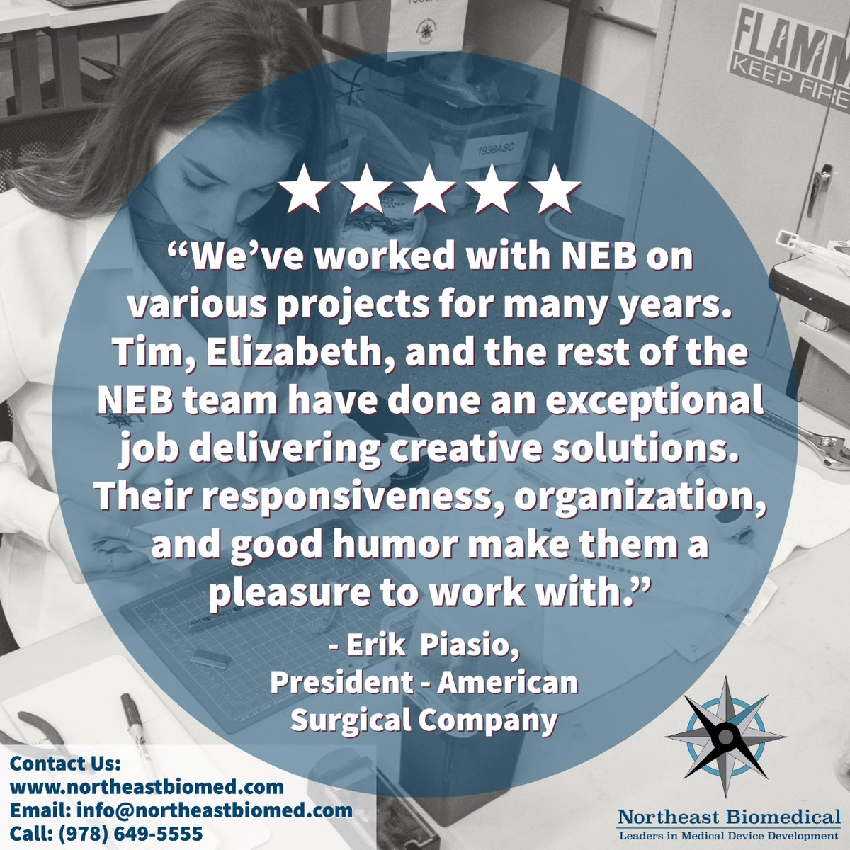 northeastbiomed's tweet image. ⭐ ⭐ ⭐ ⭐ ⭐

Check out what our customer had to say about his time with Northeast Biomedical. We pride ourselves on delivering both excellent work and excellent customer service. Contact us today to turn your vision into reality!

#northeastbiomedical #medicaldevicedesign