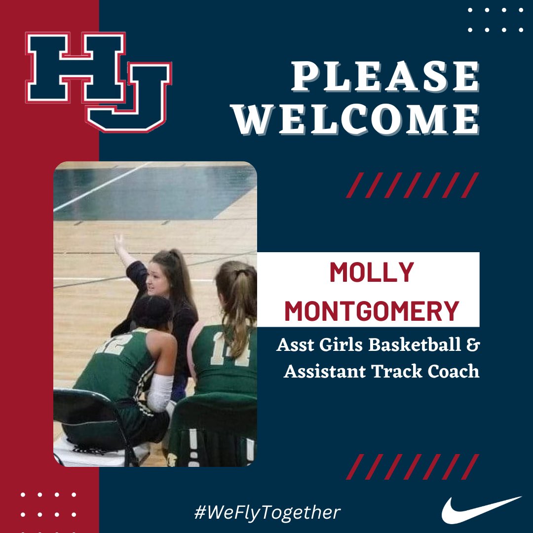 Please welcome Coach Molly Montgomery to HJ!

Coach Montgomery returns to HJ after recently serving as Head Girls Basketball Coach at Legacy Christian Academy. She will assist with Girls Basketball and Track here at HJ!

We're excited to add her to our team!
#WeFlyTogether🦅