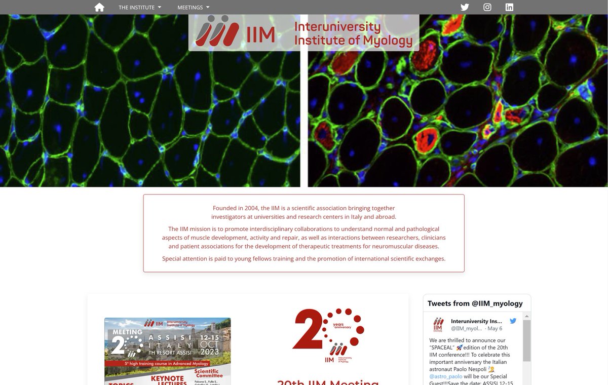 Finally we have a NEW WEBSITE!!! Another important change for our 20th anniversary. Please, give a look and stay tuned for the next IIM meeting registration iim-myology.it
#muscle #muscledisease #research #science