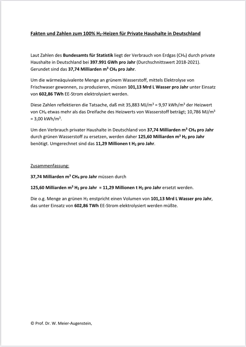 WolfmannotJack's tweet photo. @Stormageddon666 @moritzkoerner Ob Herr #Koerner erklären bzw. darlegen kann, ab wann ausreichend grüner H2 für 100% H2-Ready Heizungen zur Verfügung steht, und woher die jährlich benötigten Mengen an EE-Strom (602,86 TWh) und Wasser (101,13 Mrd L) bezogen werden? https://t.co/piLfJ8ZoY2