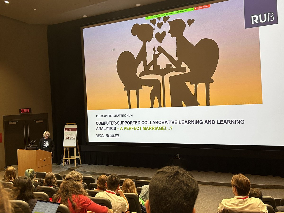 elizabethkoh's tweet image. #cscl #learninganalytics a perfect marriage!…? (All punctuation intentional) - a great start to the post-lunch #isls2023 keynote by Nikol Rummel