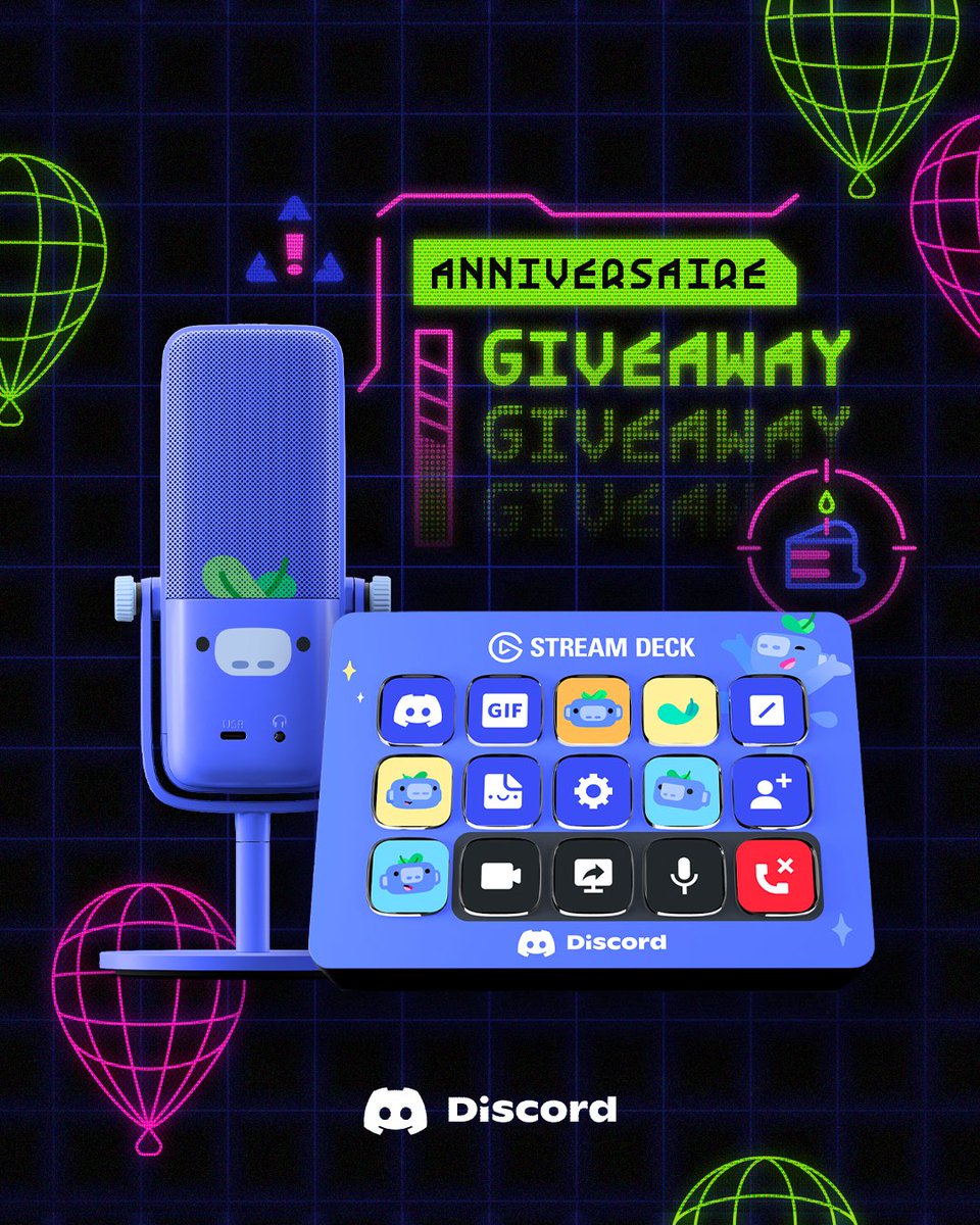 It's the end of our birthday month, so let's finish strong with a gift for someone reading this: an @elgato Stream Deck + Microphone! For your chance to win, retweet this post and reply with #enterdiscordgiveaway.