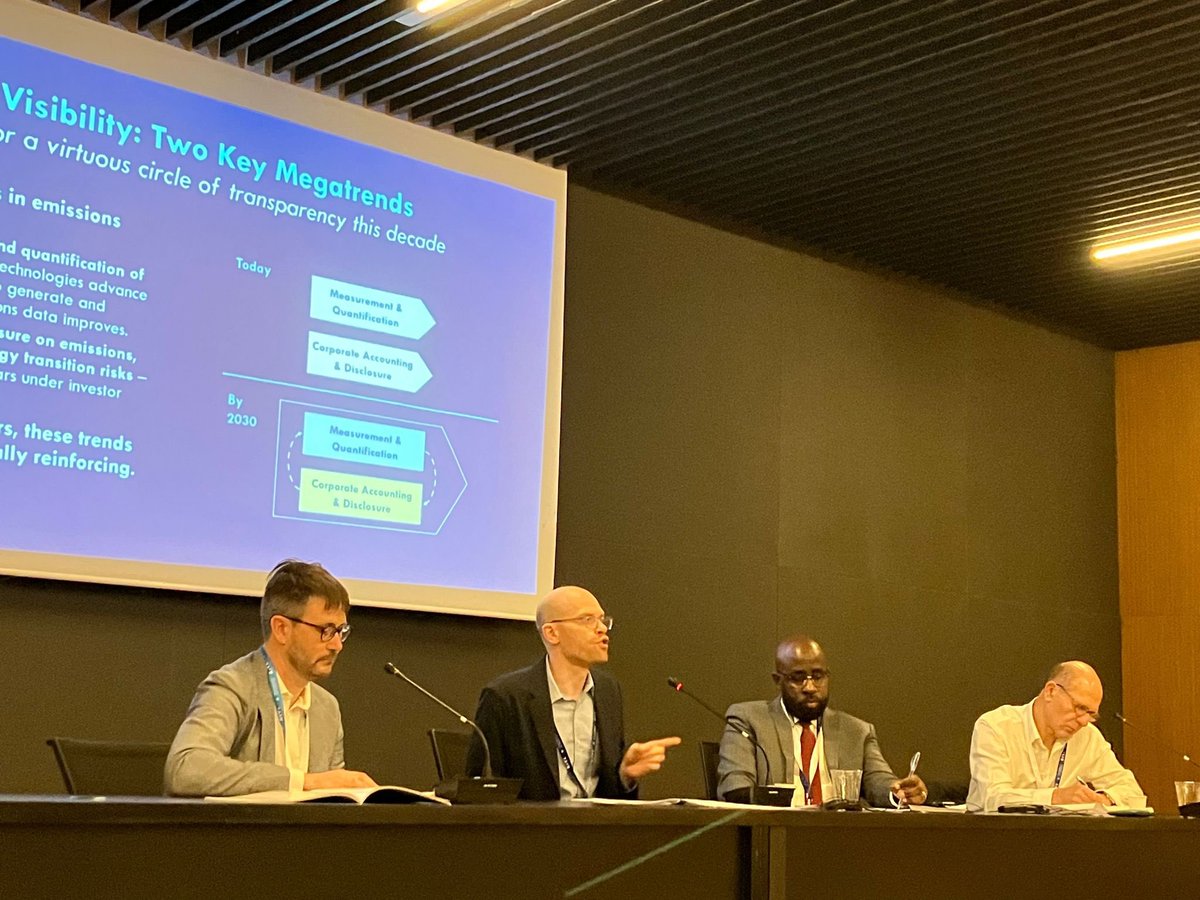 EITIorg's tweet photo. “Climate risks are also financial risks” says TJ Conway of @RBAllianceOrg at an #EITI2023 session on #GHG emissions reporting.

The 2023 #EITIStandard includes new provisions on GHG emissions under Req. 3 ➡️ https://t.co/D0Vl623Nkx

#TransparencyInTransition https://t.co/xMDX0Fj5uy