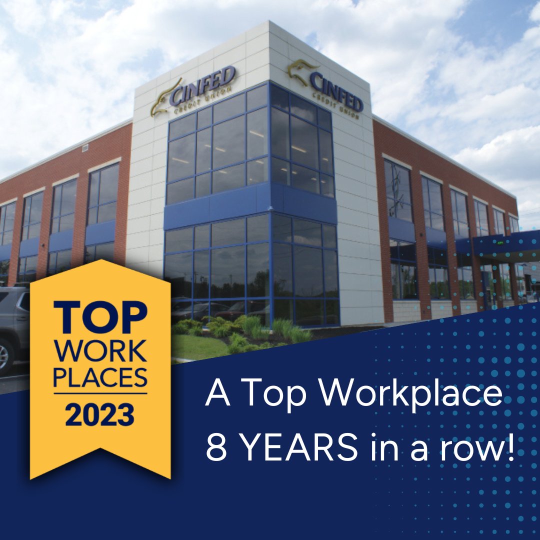 We are thrilled to announce Cinfed Credit Union has been awarded a Top Workplace by the Cincinnati @Enquirer for an 8th year in a row! Thank you to our amazing employees for their continued support of each other, our members, and the community each year! #topworkplace #cincinnati