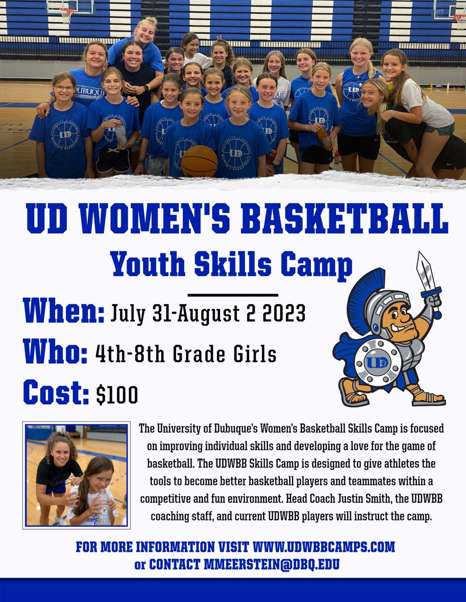 We’re getting so close to our annual Youth Skills Camp! Camp will be hosted in our very own Stoltz Center with coaching from UDWBB players. Just click on the link to sign up! udwbbcamps.com/youth-skills-c…