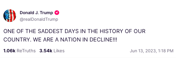 If we are a nation in decline it's because this country elected a traitor like Donald Trump.