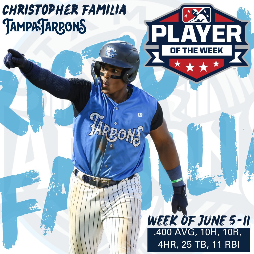 Tampa Tarpons on X: #Tarponsspotlight Congratulations to Christopher  Familia- the Florida State League Player of the Week! 👏 #MiLB #Yankees # Tarpons #FSL⚾️  / X