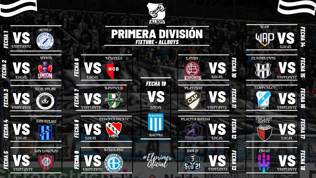 AllBoys_eSports's tweet photo. Fixture | Super Liga IESA 🔝

🗓 A continuación les traemos el fixture de @IESAFIFAar .  

BLANCO, MI BUEN AMIGO! 🏴🏳️🏴

#ElPrimerOficial ⚫️⚪️ https://t.co/TL7nLFIuVW