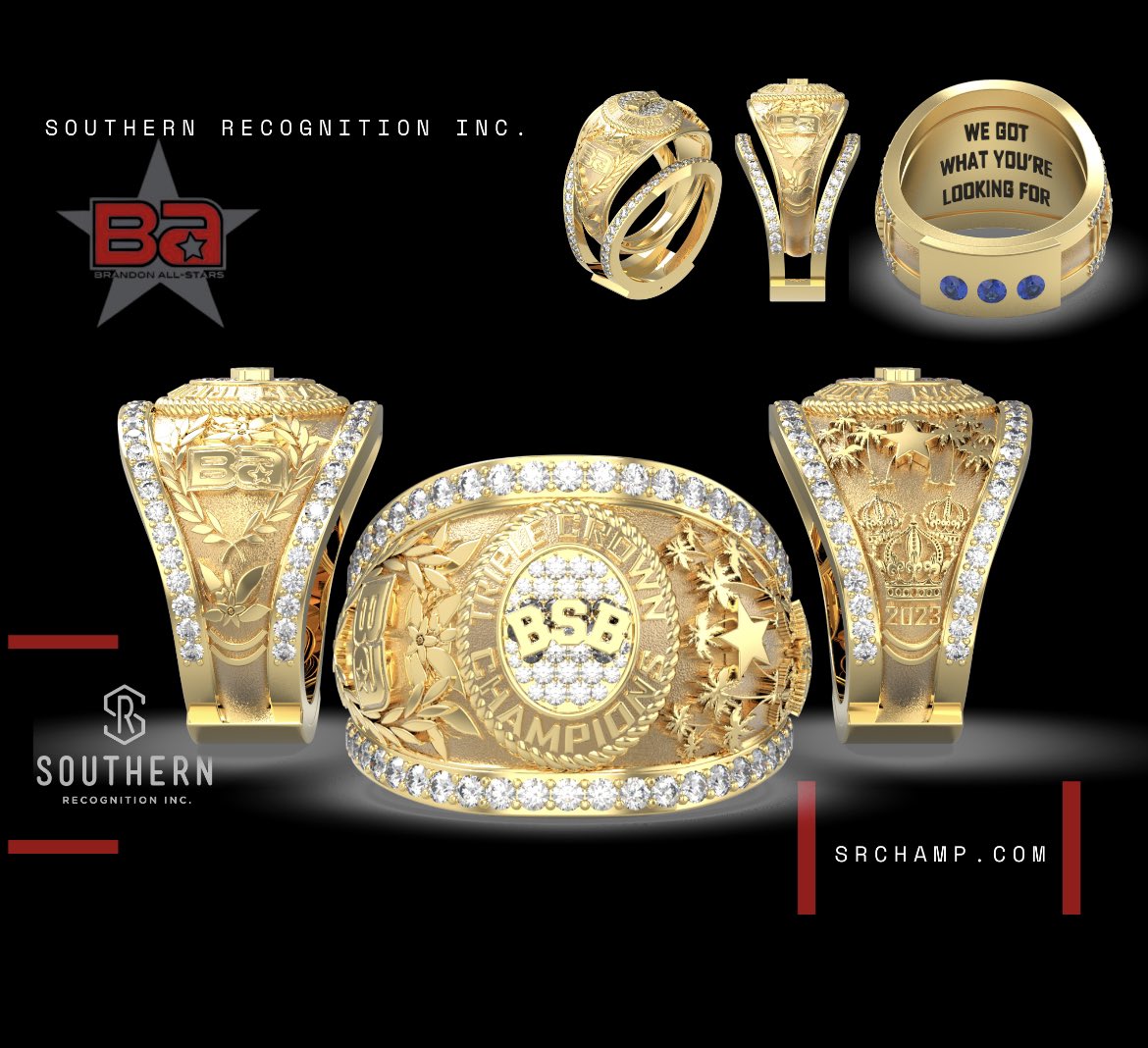 BACK to BACK to BACK Triple Crown Champions! We are so proud of BSB for achieving this huge accomplishment! Thank you @SRChampRings for helping design this very special one of a kind ring! This piece will be cherished for years to come! 🖤 👑👑👑