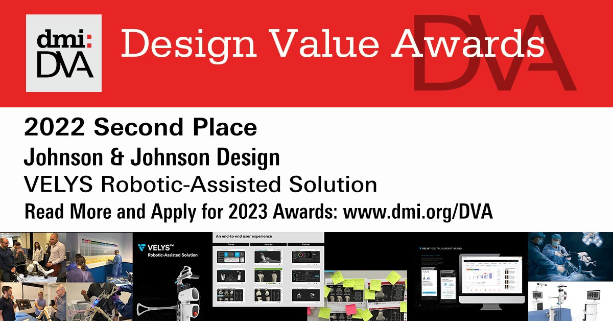 Featured dmi:DVA Winner - Johnson &amp; Johnson Design
VELYS Robotic-Assisted Solution

Read More at dmi.org/page/2022DVARo…

#designvalue #designmanagement #designleadership #designinnovation #designexcellence #designaward #design