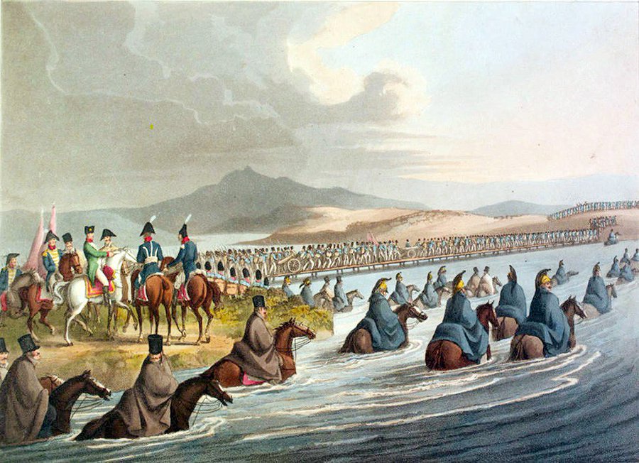 MilHistNow's tweet photo. On this day in 1812, Napoleon Bonaparte marches 650,000 troops into Russia. The invasion ends in disaster. Combat losses, disease and sub-zero temperatures will cut his Grande Armée down to fewer than 100,000 men before the year is out. https://t.co/Fqy2X1gRKi