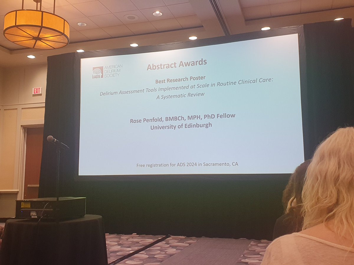 So happy to be awarded Best Research Poster at the #ADS23PVD conference - thank you @AmerDelirium @NIDUS_Delirium. A challenging review &definitely a team effort -so grateful to all of my supervisors @A_MacLullich @atula_tweets @DuckworthOrthEd Bruce Guthrie and study coauthors