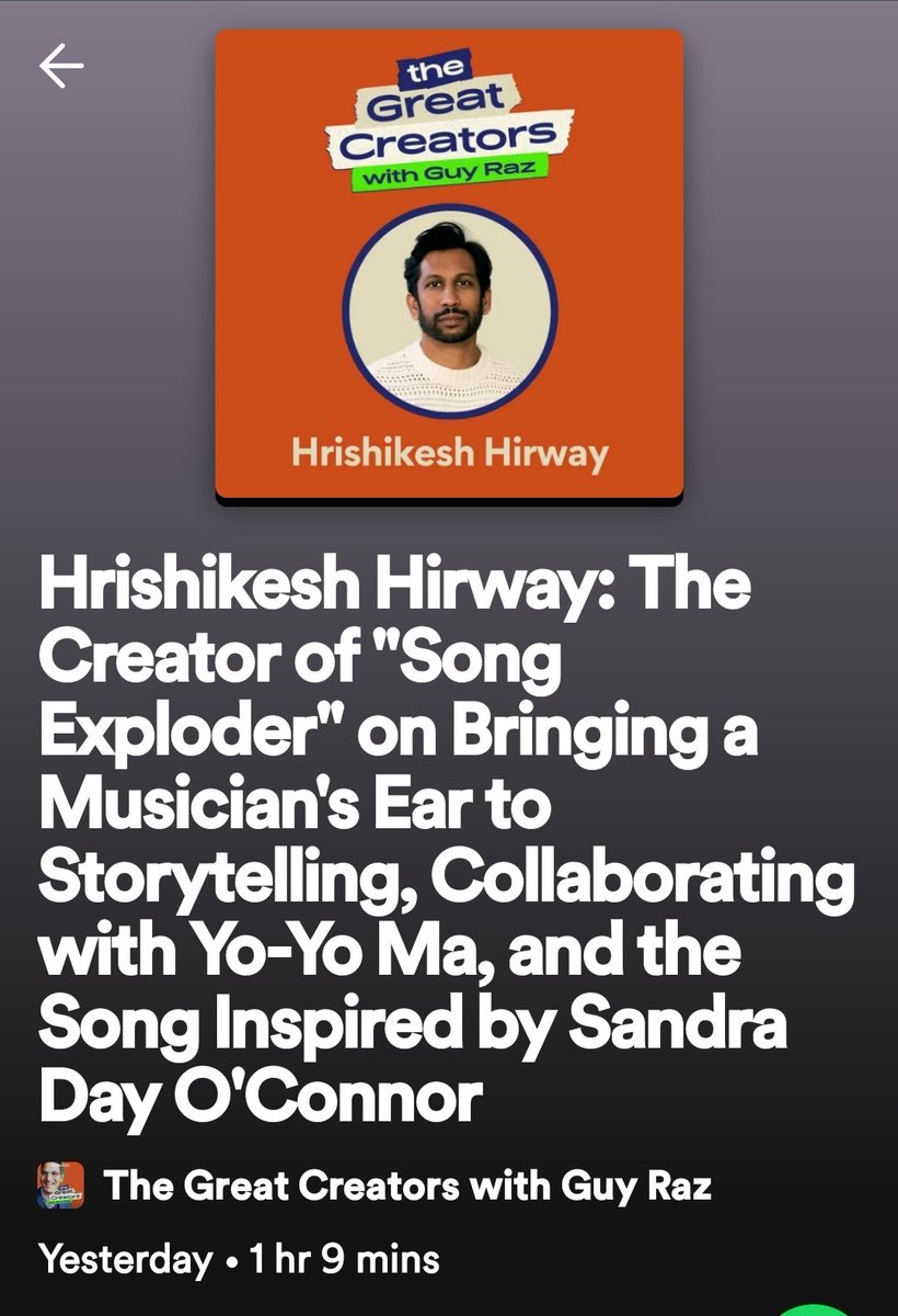 Two of my favorite people come together!! @guyraz and @HrishiHirway talk all things Hrishi on #TheGreatCreators  podcast!! It's next on my playlist!