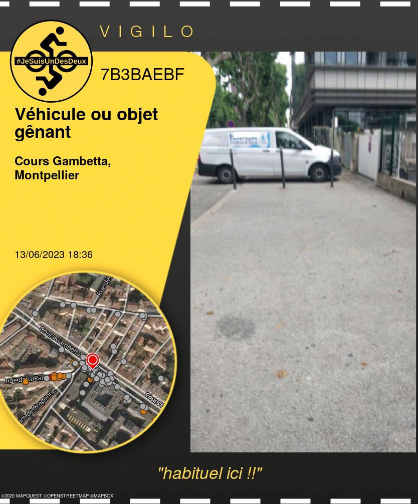 VigiloMtp34's tweet photo. Véhicule ou objet gênant à #Montpellier :
habituel ici !!
---
- Détail : https://t.co/UtYW3VE8CB
- Carte : https://t.co/22FrHo1UL6 
---
#JeSuisUnDesDeux #VG_7B3BAEBF https://t.co/m4U6UbsV9u
