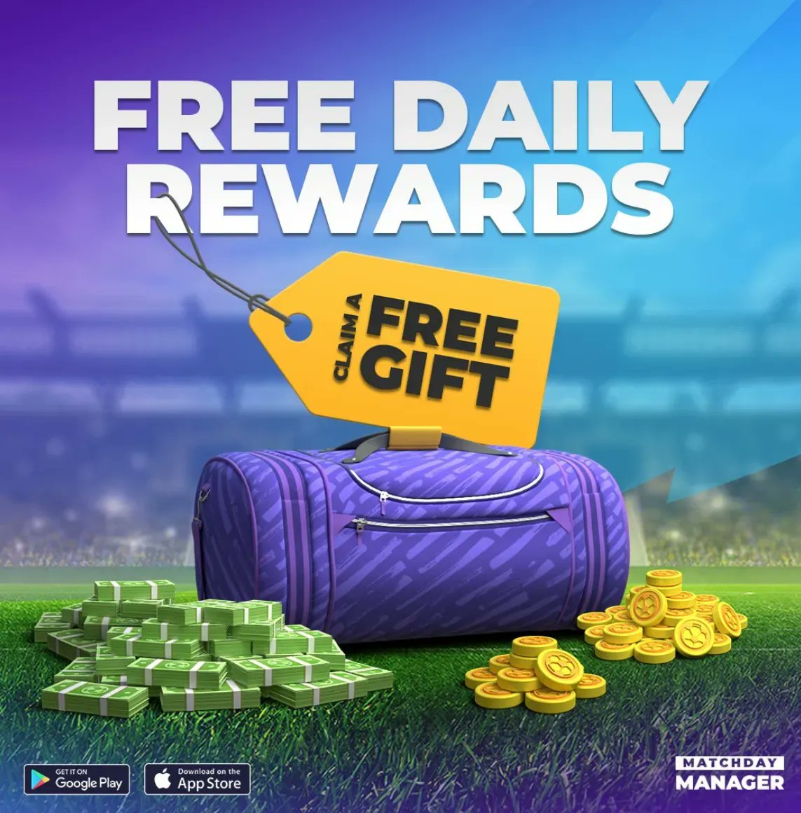MatchdayManager's tweet photo. ⚽️💰 Boost your team's chances of victory with our amazing daily rewards! Log in to Matchday Manager and collect exciting rewards, every single day! Don't miss out on these exclusive bonuses! #MatchdayManager #DailyRewards https://t.co/rwxYsYLwEo