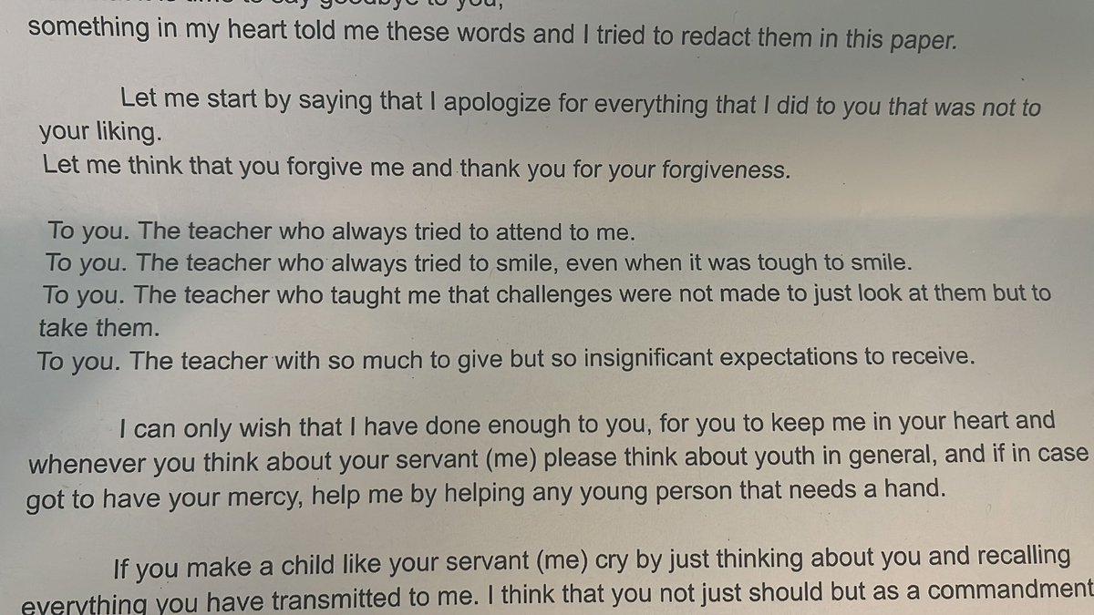 Just an excerpt of the most eloquent & touching letter I have ever received from a graduating student whose done above & beyond what any T could dream 🤩♥️