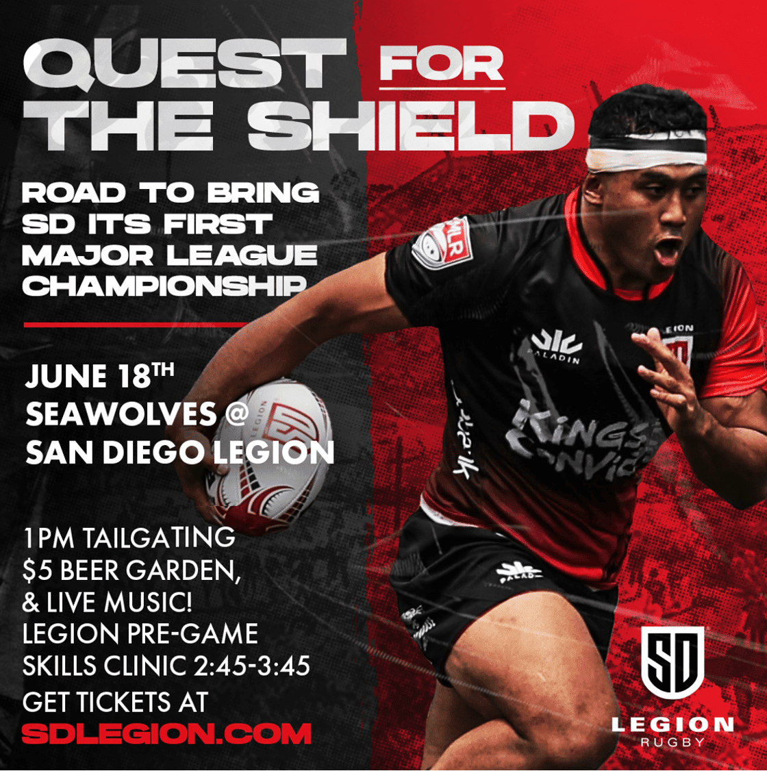 💪 Let's support our own SD LEGION! From youth skills clinics to Teach the Teacher, Legion is committed to the passion of rugby for all ages. Let's show up for them in return -- Nab your tickets for this Sunday's battle via sdlegion.com #socalyouthrugby #rugby