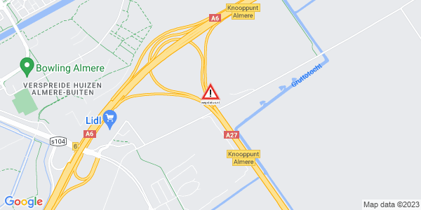wegstatus's tweet photo. Rijbaanafsluiting: A27 verbindingsweg A27 vanuit Utrecht / A6 richting Amsterdam. Ongeval op aansluitende weg. https://t.co/IJAR9IVIDN https://t.co/HT7t5kkRqN