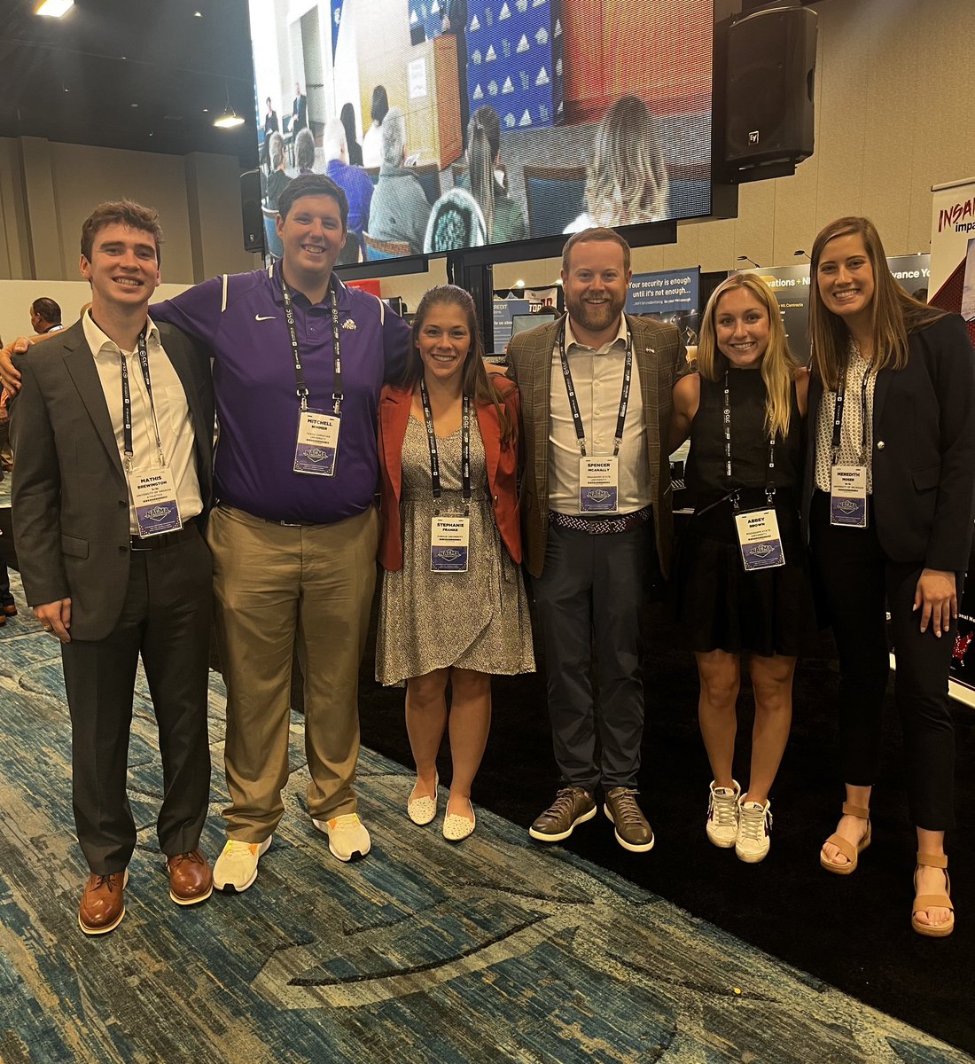 Great time catching up with former <a href="/ClemsonMKTG/">Clemson Athletics Marketing</a> Interns and GA’s at #NACMA23 

<a href="/steph_franke/">Steph Franke</a> - Purdue 🚂
<a href="/aabbeybrownn/">Abbey Brown</a> - Mississippi State 🐶
<a href="/meremoser/">Meredith Moser</a> - Michigan 〽️
<a href="/mbrewington20/">Mathis Brewington</a> - Oregon 🦆
<a href="/MitchNimmer/">Mitchell Nimmer</a> - TCU 🐸