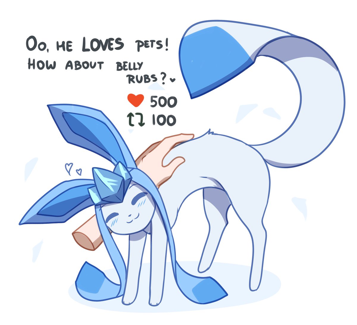 CheeFurra's tweet image. Aaahh Glaceon just loves pets! Just like cat, but cold in touch 💙
Time for belly rubs!
