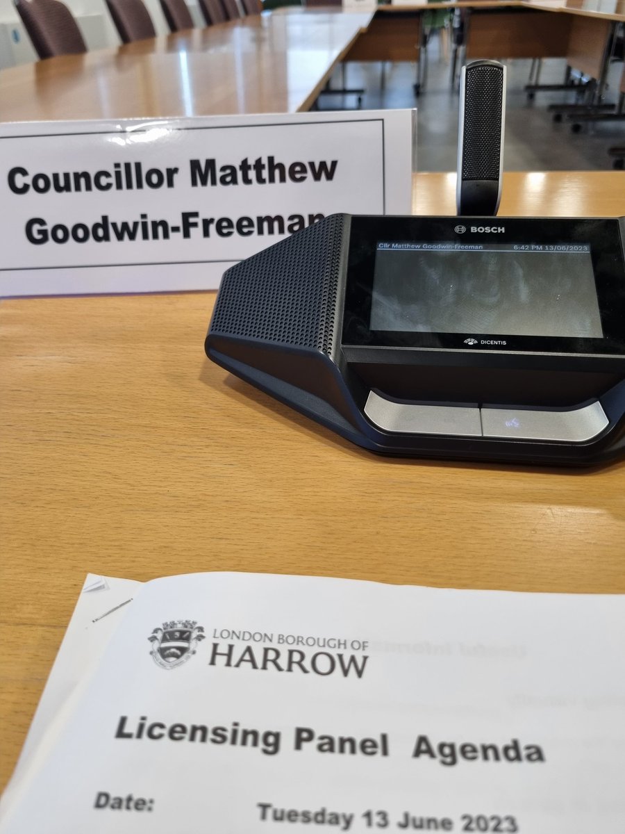 MGoodwinFreeman's tweet photo. All set up for the #LicensingPanel tonight, ensuring we #PutResidentsFirst across #Harrow 👍
You can watch (if the paint's already dried) via the link below 👇
https://t.co/7dF5b05Uqo https://t.co/zmgh1OhJWA
