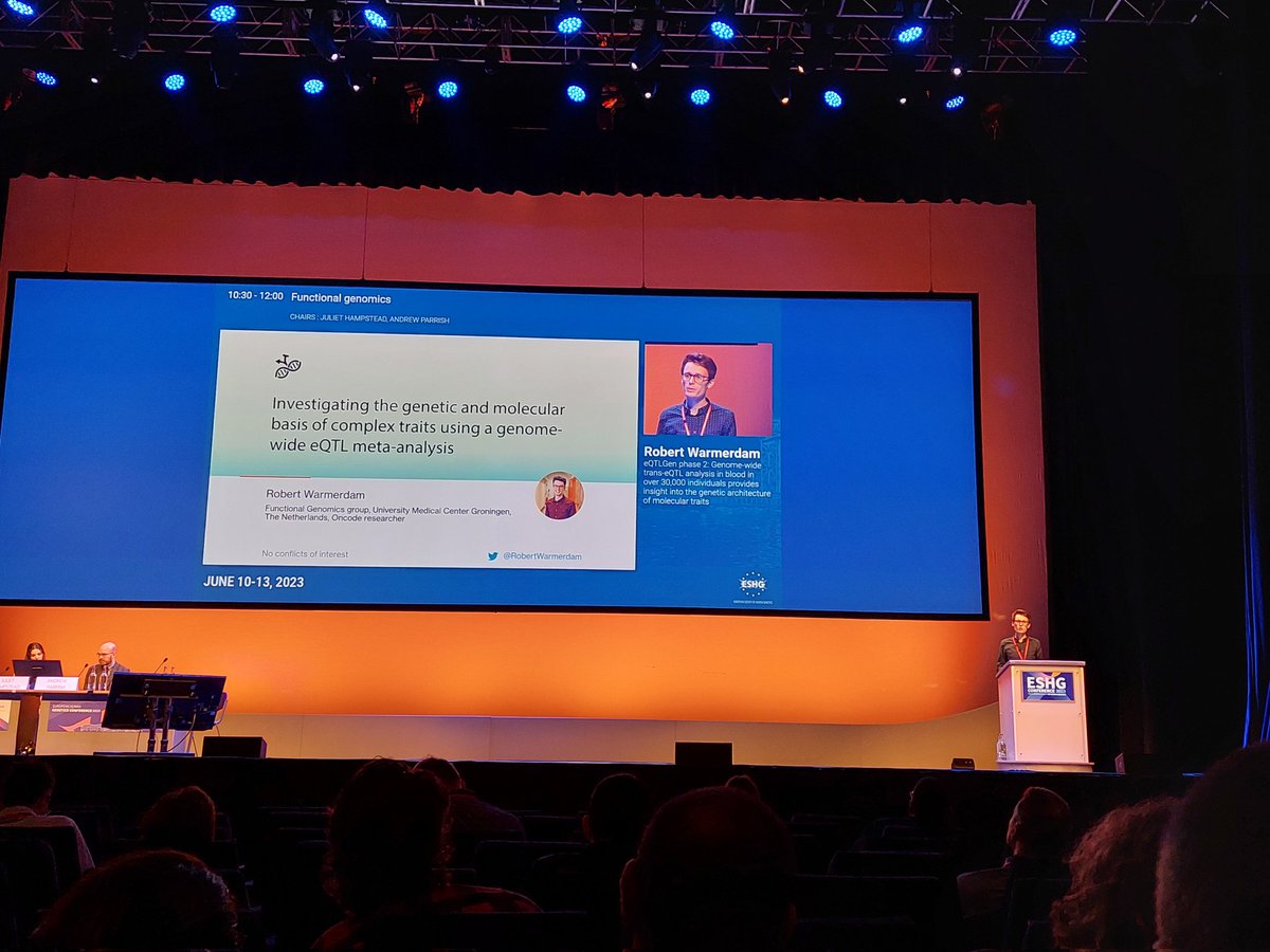 Really exciting to have had the chance to present our newest work on eQTLGen at #ESHG2023 and having received the Fellowship of Excellence for early career scientists. Many thanks to especially @HarmJanWestra, @LudeFranke and @Urmo1 for their expertise making this work possible!