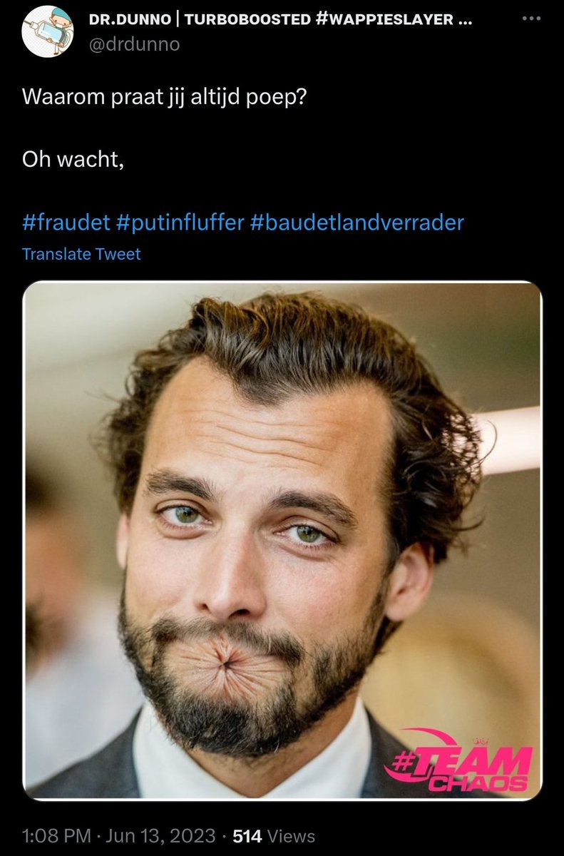 drdunno's tweet photo. De vlag mag uit! Na al die tijd en talloze pogingen eindelijk geblocked door @thierrybaudet.🤣🤣🤣🤣🤣🤣🤣
Een drieluik en het #teamchaos plaatje dat hem teveel werd. Op naar een kloonaccount &weer door! 🤡😂😂
#fraudet #putinfluffer #baudetlandverrader #fvd #tinydick #anusface https://t.co/XoJ6NXwV3k