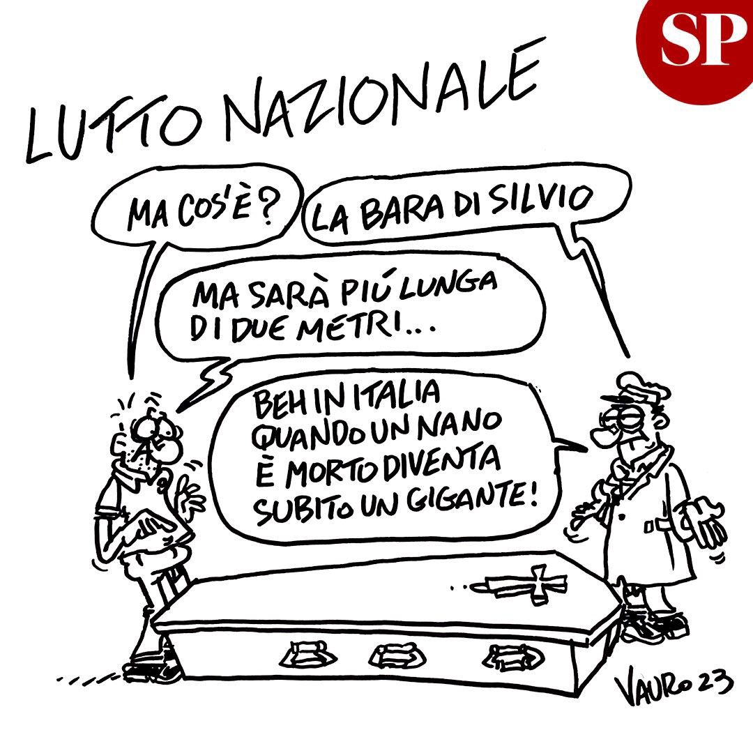 🔴#Berlusconi Lutto nazionale... La nuova vignetta di Vauro per @Serv_Pubblico #Santoro (13 giugno).