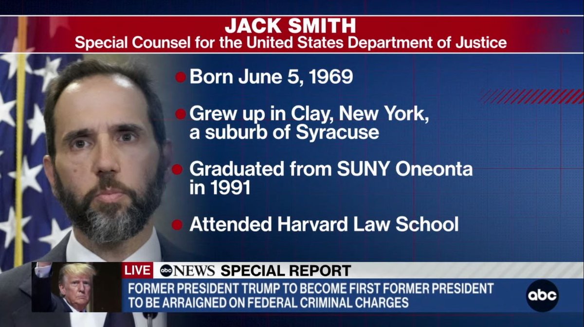 AndrewDonovan's tweet photo. Only @DavidMuir would let the nation know that Special Counsel Jack Smith is from "Clay, New York." https://t.co/qcatR94oad