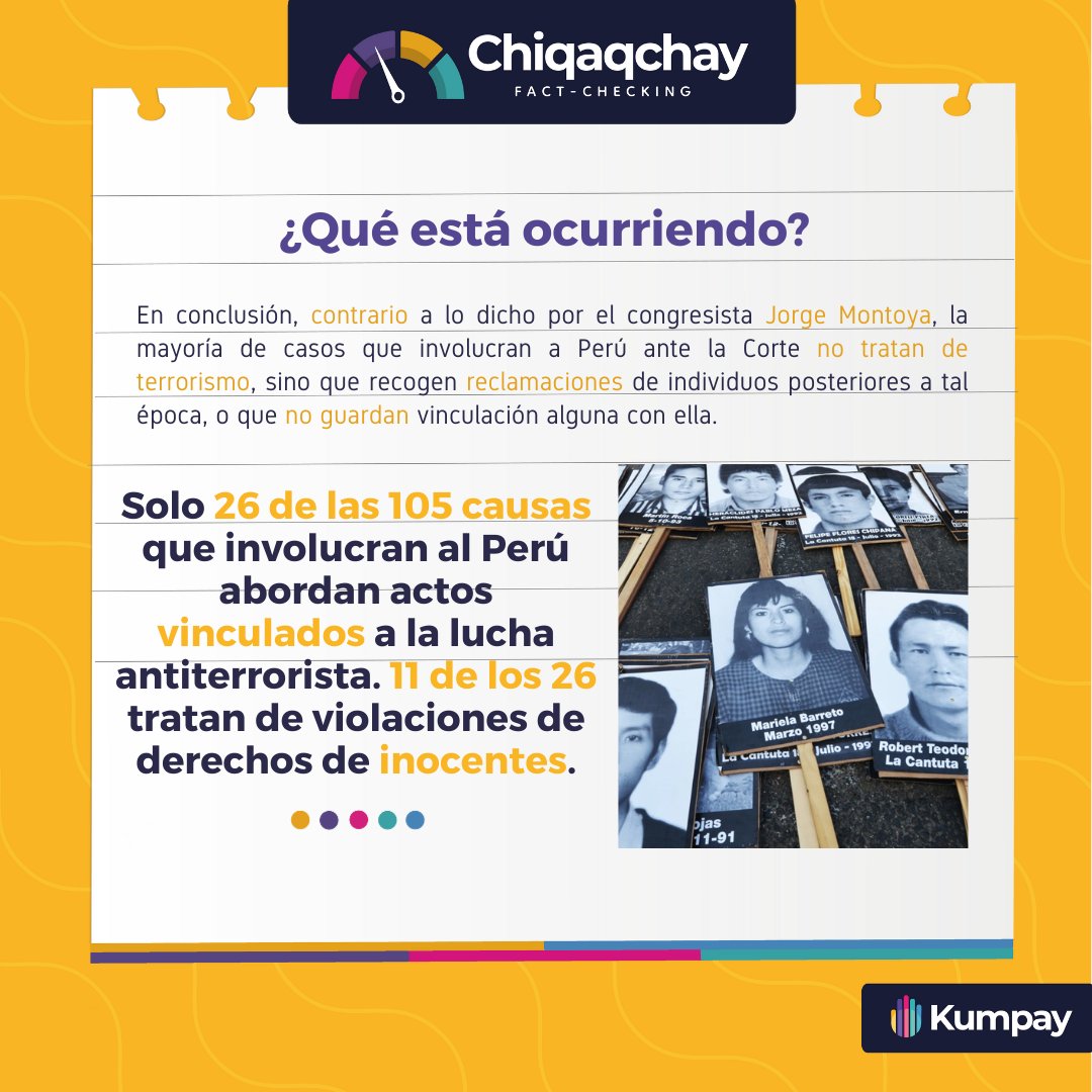 kumpay_org's tweet photo. Por lo tanto, lo dicho por el congresista @Alm_Montoya constituyen afirmaciones TENDENCIOSAS🟣.

@CorteIDH 

¡Ayúdanos a compartir este post en tus redes!🙌 
.
.
#Chiqaqchay #derechoshumanos #humanrights #ddhh #FactChecking #verificador #investigacion #afirmaciontendenciosa https://t.co/xZbwyiIN1B