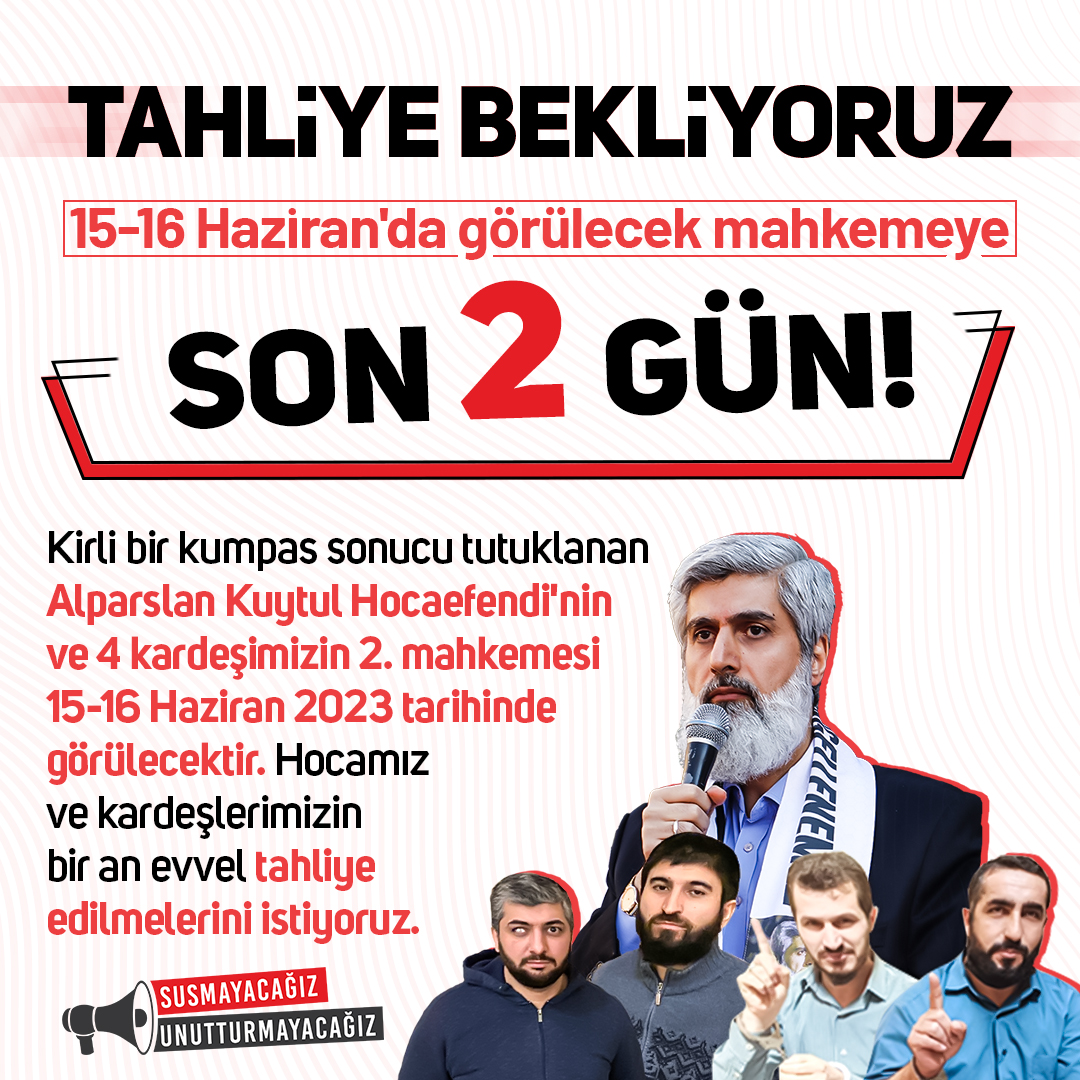Tahliye Bekliyoruz!

Son 2Gün
#16HazirandaTahliyeBekliyoruz