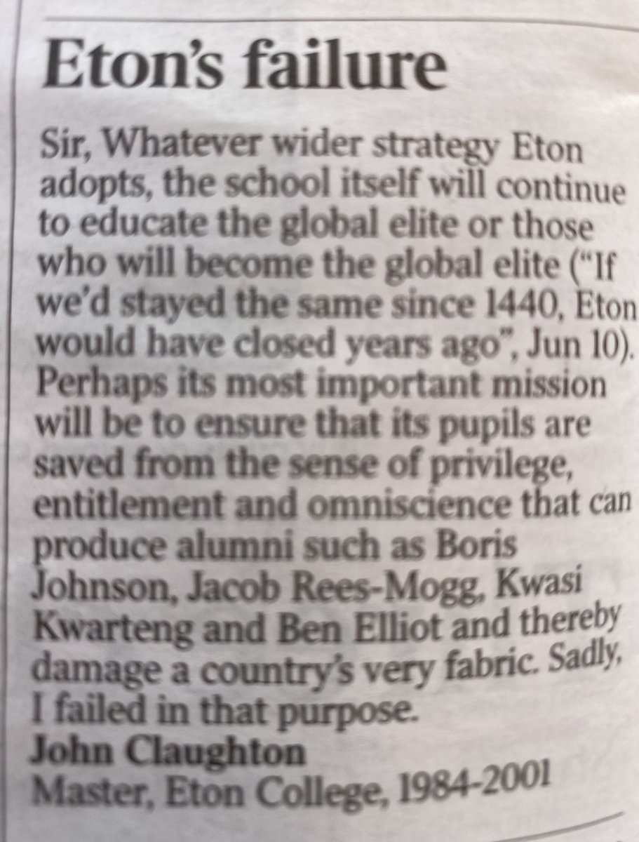 Great letter in The Times. I’d also include Cameron in the list. What a tremendous amount of damage this institution has done to our country.