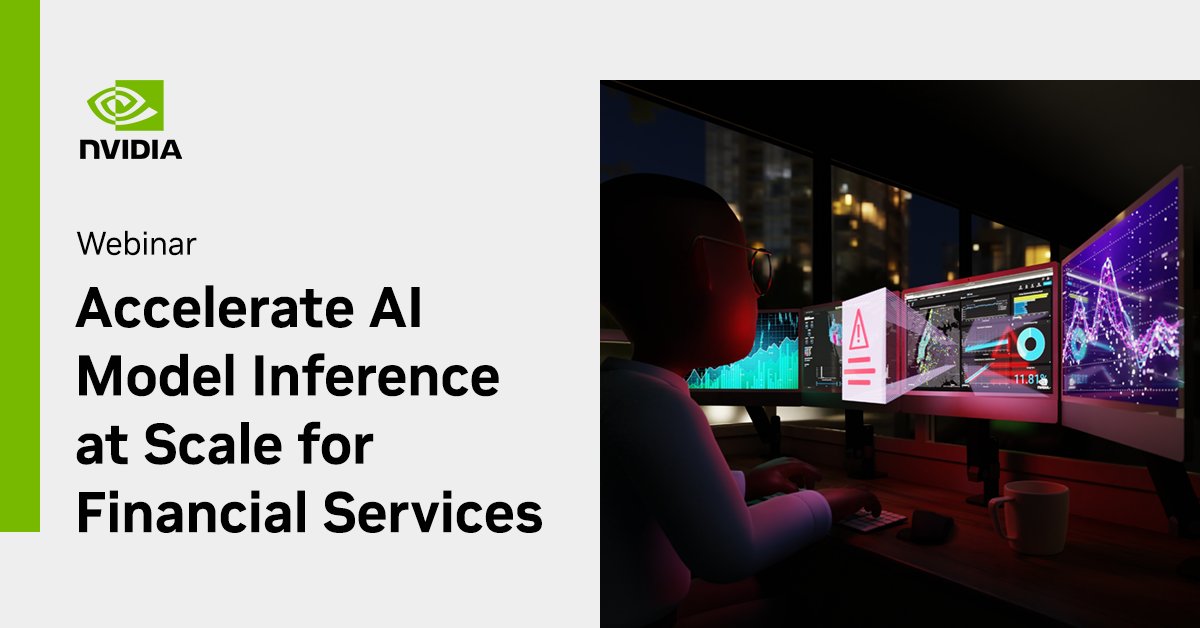 NVIDIAAI's tweet image. Last chance to register for this live webinar. Join NVIDIA to learn how #AI is transforming financial services across use cases such as fraud detection, risk prediction models, contact centers, and more. #deployAI #inference #FSI bit.ly/43wukGP