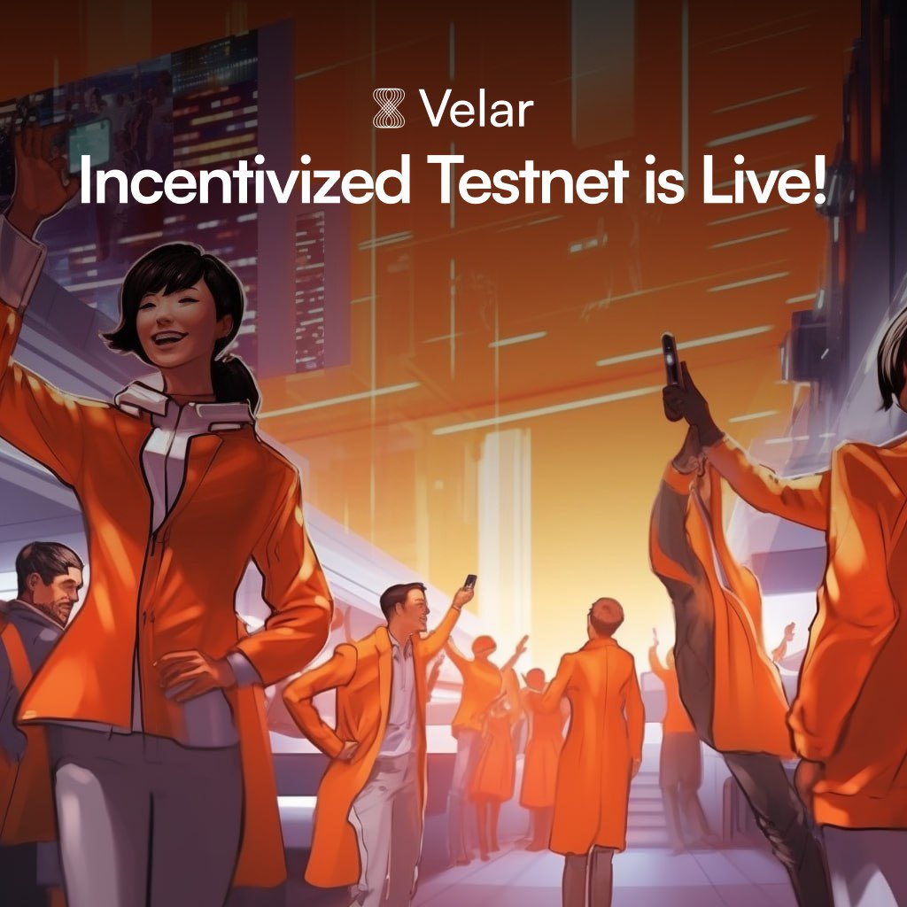 Incentivized Testnet is Live. All Testnet users for next 4 weeks gets $VELAR airdrop at TGE. 🪂

Multipliers implanted for milestones achieved for total users and for active users. Have fun! 🟧🚀

#Velar #VelarAirdrop #VelarTestnet.